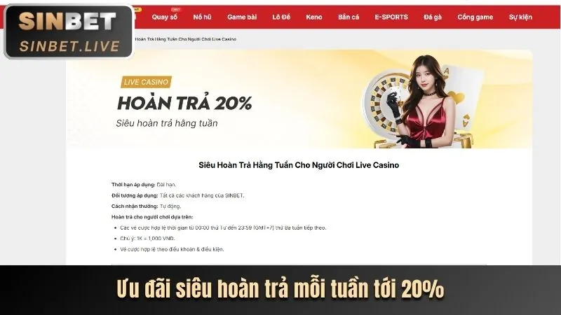 Hoàn trả hàng tuần lucky88